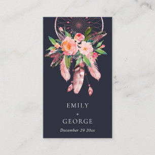 BOHO NAVY FLORA BLUSH DREAM CATCHER WEDDING DETAIL BUSINESS CARD