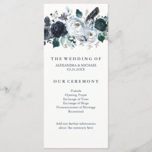 Boho Navy Peony   Wedding Program Programme