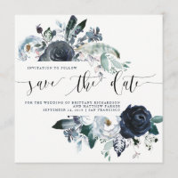 Boho Navy Peony Wedding Save the Date | Photo