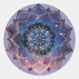 Boho Nebula Bloom   Mandala Design Classic Round Sticker