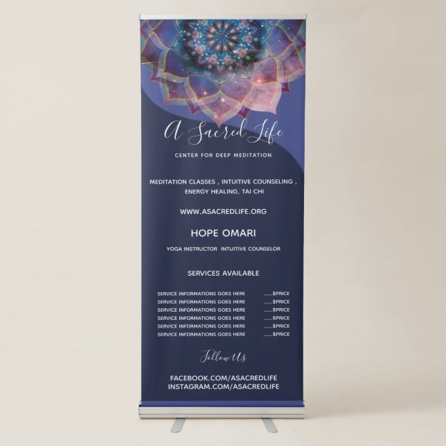 Boho Nebula Bloom | Mandala Design Retractable Banner (Front)