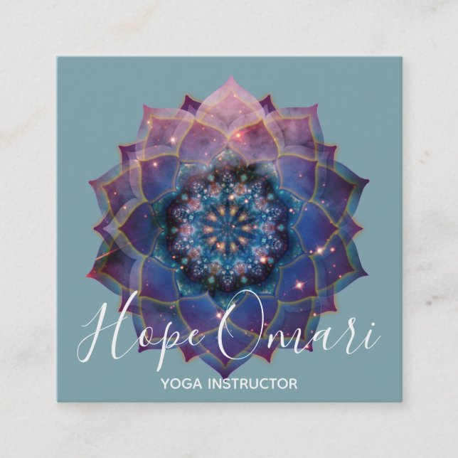 Boho Nebula Bloom | Mandala Design Square Business Card (Front)