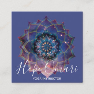 Boho Nebula Bloom   Mandala Design Square Business Card