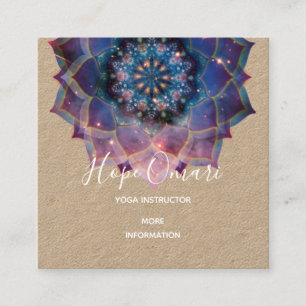 Boho Nebula Bloom   Mandala Design Square Business Card