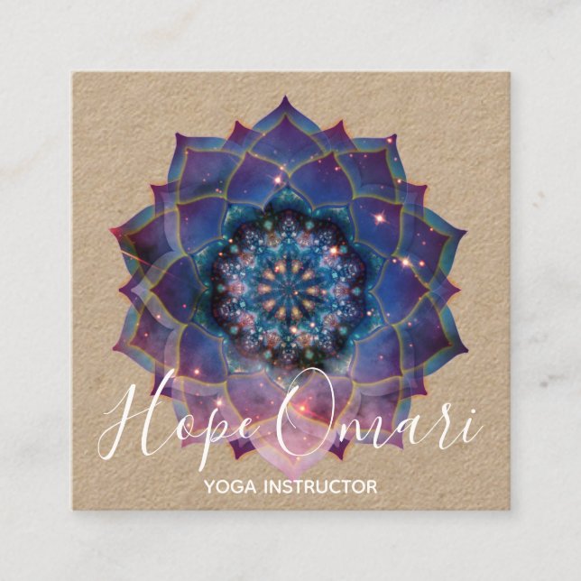Boho Nebula Mandala, Mystical Square Business Card (Front)