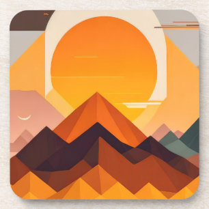 BOHO NEO GEO SUNSET COASTER