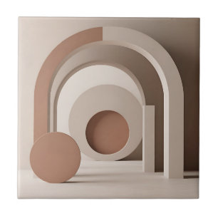 Boho Neutral Arch Geometric Modern Tile