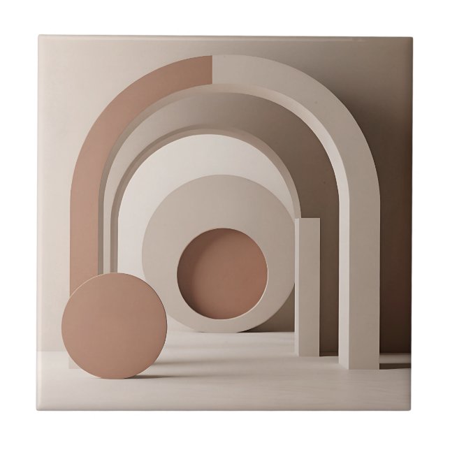 Boho Neutral Arch Geometric Modern  Tile (Front)