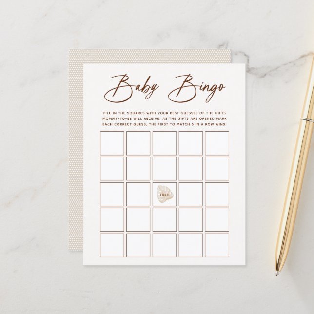 Boho Neutral Baby Bingo Game (Front/Back In Situ)