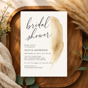 Boho Neutral Beige Watercolor Bridal Shower Invitation