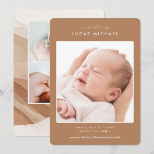 Boho Neutral Beige Watercolor Modern Announcement