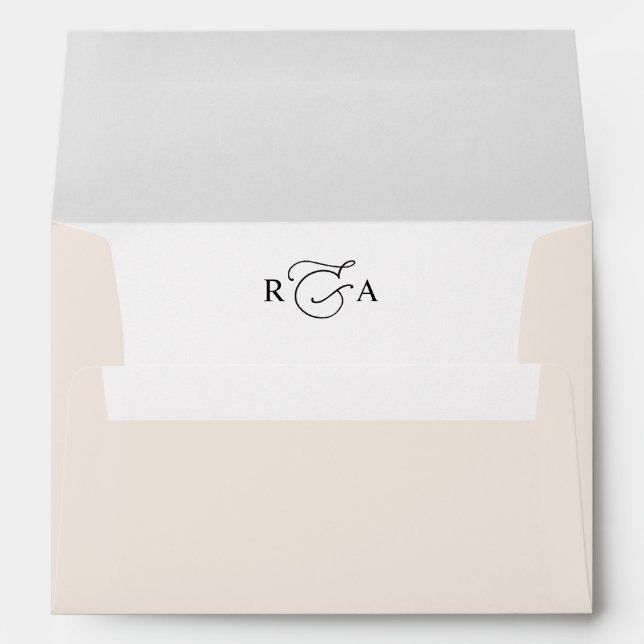 Boho Neutral Blush w/ Return Address 5x7 Wedding Envelope (Back (Bottom))