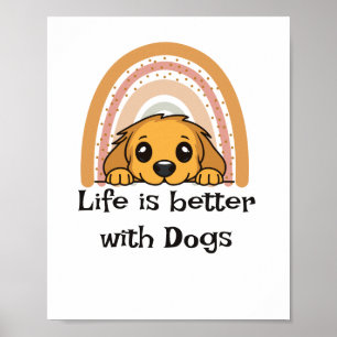 Boho Neutral Bold Greeting Card life is better Poster
