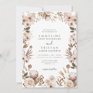 Boho Neutral Botanical Wedding Invitation