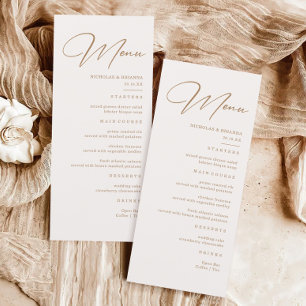 Boho Neutral Champagne Wedding Menu 