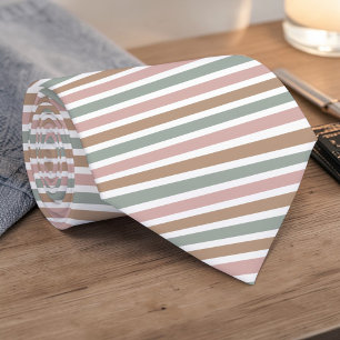 Boho Neutral Coloured Stripes Necktie