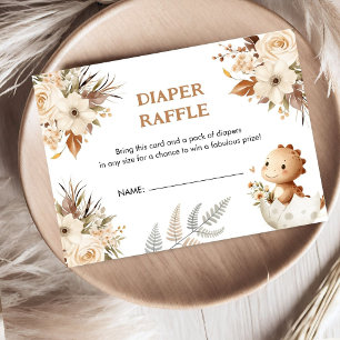 Boho Neutral Dinosaur Baby Shower Diaper Raffle  Enclosure Card