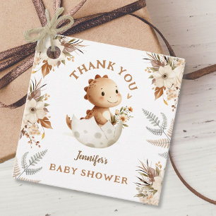 Boho Neutral Dinosaur Baby Shower Favour Tags