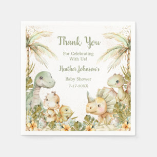 Boho Neutral Dinosaur Baby Shower Napkin
