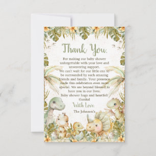 Boho Neutral Dinosaur Baby Shower Thank You Card