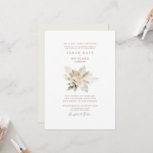 Boho Neutral Floral Elegant Wedding Invitation