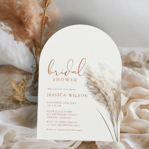 Boho Neutral Fluff Pampas Grass Arch Bridal Shower Invitation