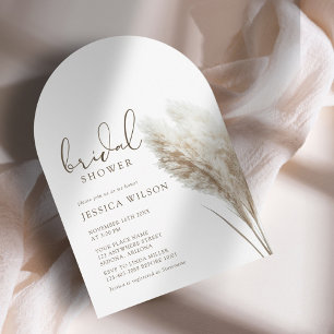 Boho Neutral Fluff Pampas Grass Arch Bridal Shower Invitation