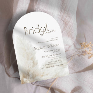 Boho Neutral Fluff Pampas Grass Arch Bridal Shower Invitation