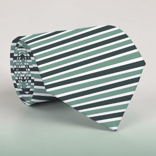 Boho Neutral Greens Coloured Stripes Necktie