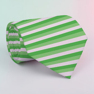 Boho Neutral Greens Coloured Stripes Necktie