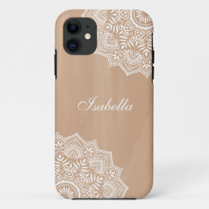 Boho Neutral Mandala Custom Name iPhone 11 Case
