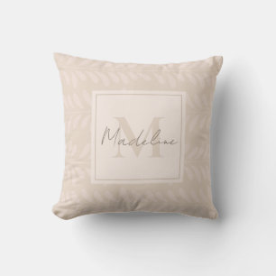 Boho Neutral Monogram Name Cushion