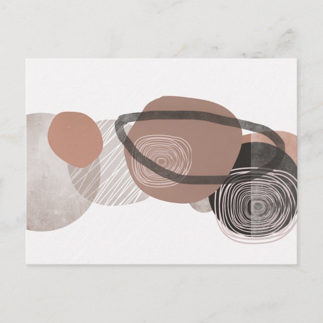 Boho Neutral Organic Shapes Art Post Card (Front)