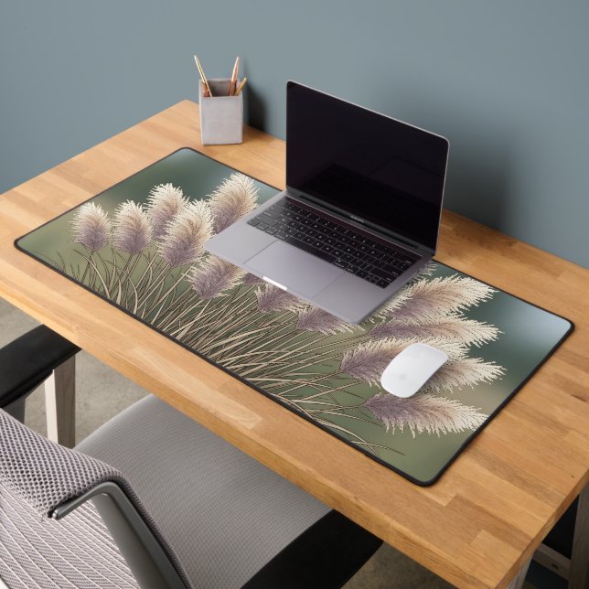 Boho Neutral Pampas Grass Illustration Desk Mat (Office 2)