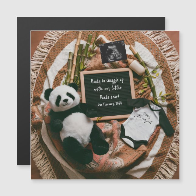 Boho Neutral Panda Pregnancy Announcement  (Front/Back)