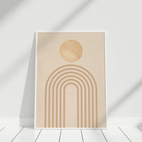 Boho Neutral Peach Terracotta Sun Rainbow