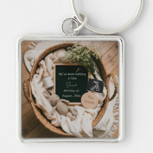 Boho Neutral Pregnancy announcement keepsake  Key Ring