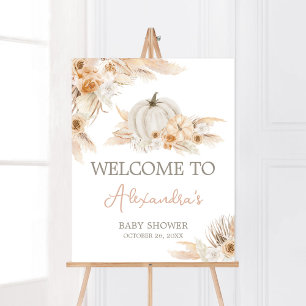 Boho Neutral Pumpkin Baby Shower Welcome Poster