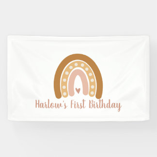 Boho Neutral Rainbow Personalised Banner