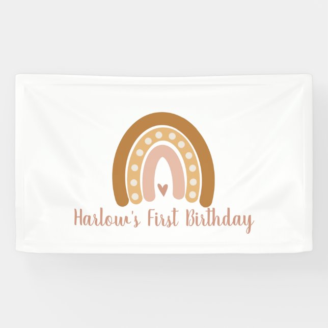 Boho Neutral Rainbow Personalised Banner (Horizontal)