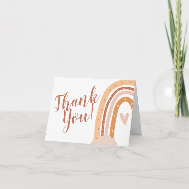 Boho Neutral Rainbow Thank You Cards (Front)