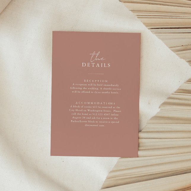 Boho Neutral Rose | Simple Wedding Guest Details Enclosure Card (Creator Uploaded)