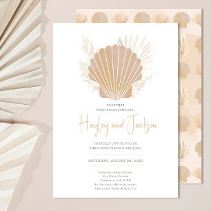 Boho Neutral Shell Ocean Wedding Invitation