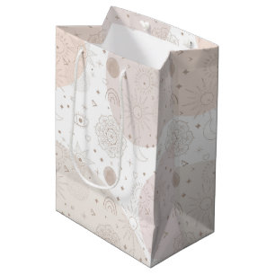 Boho Neutral Space Doodles Aesthetic Design Medium Gift Bag