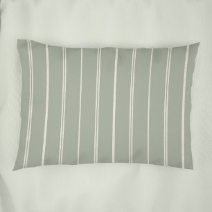Boho Neutral Striped Pattern Minimal Sage Green Pillowcase
