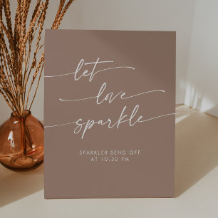Boho Neutral Taupe Sparkler Send Off Wedding Pedestal Sign