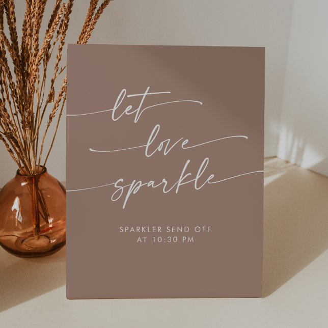 Boho Neutral Taupe Sparkler Send Off Wedding Pedestal Sign (Boho Neutral Taupe Sparkler Send Off Wedding Pedestal Sign)