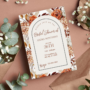 Boho Neutral Watercolor Pampas Bridal Shower Invitation