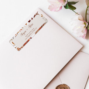 Boho Neutral Watercolor Pampas Return Address