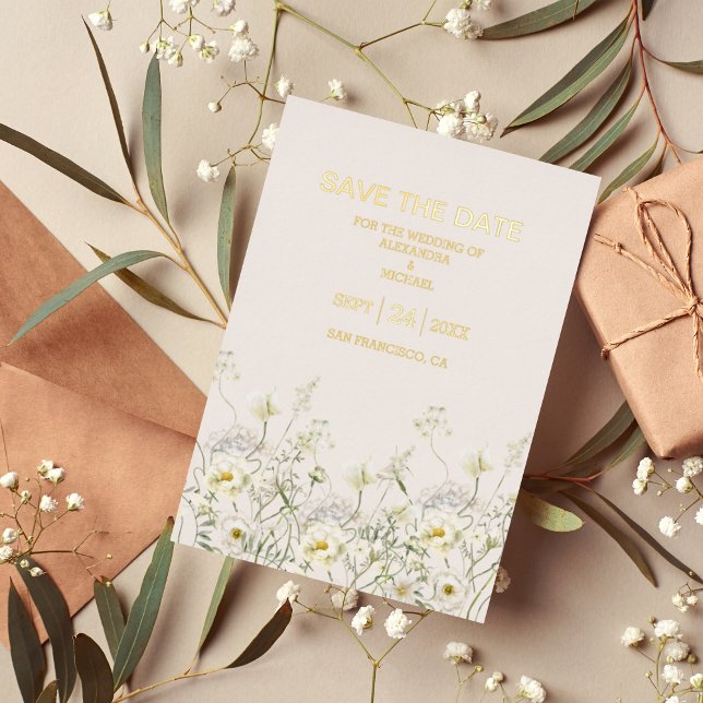 Boho Neutral White Watercolor Wildflower Wedding (Creator Uploaded)